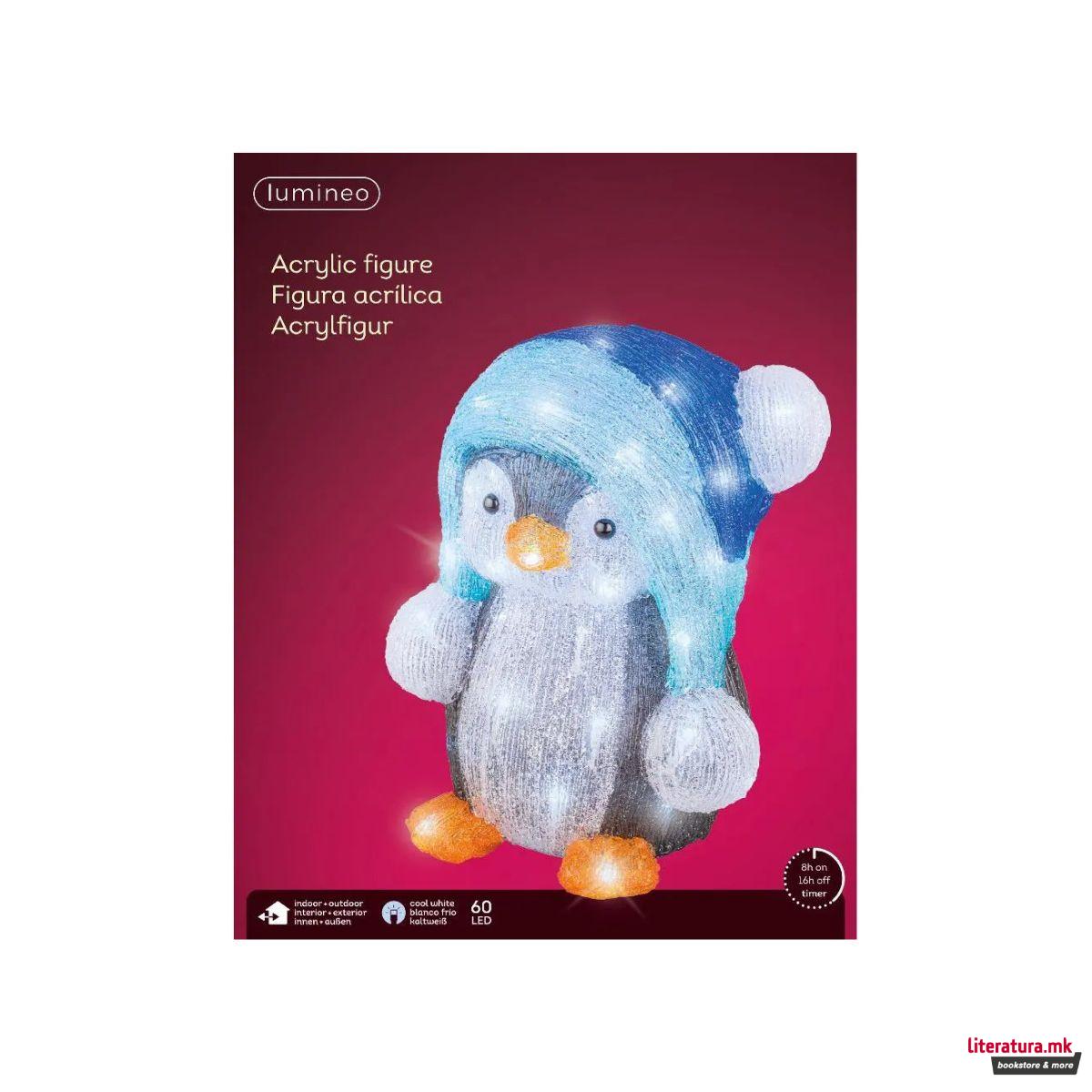 Декоративна фигура со LED светла, Penguin, 33 cm