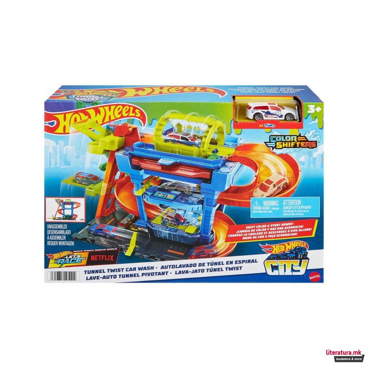 Сет за игра Hot Wheels: City - Tunnel Twist Car Wash 