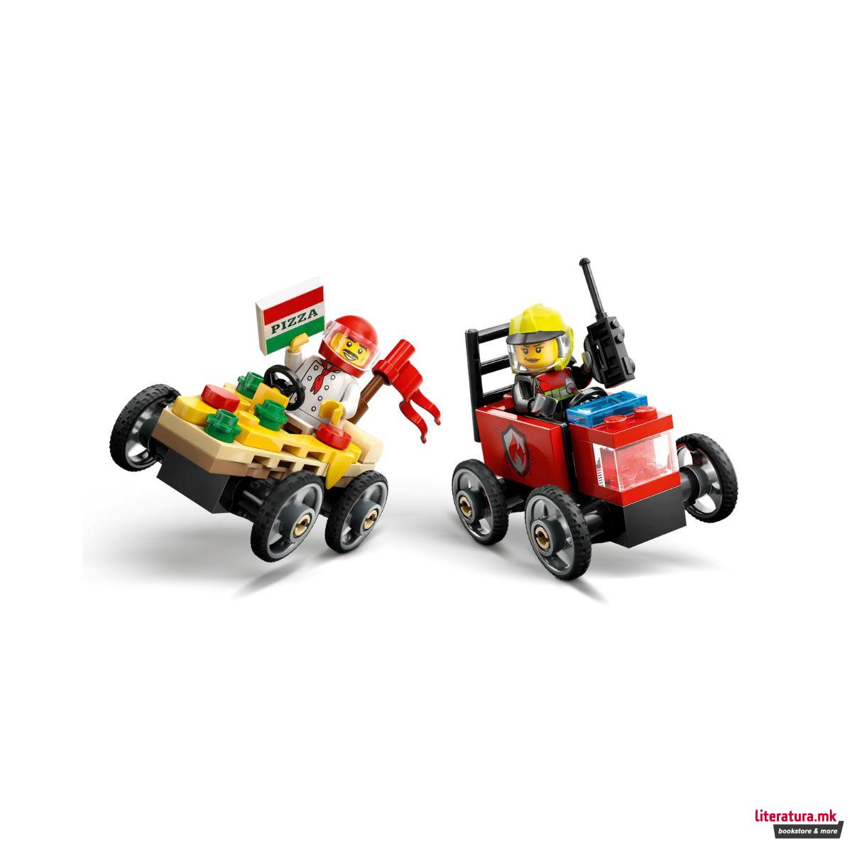 LEGO коцки, City, Pizza vs. Fire Truck Race Car Pack 