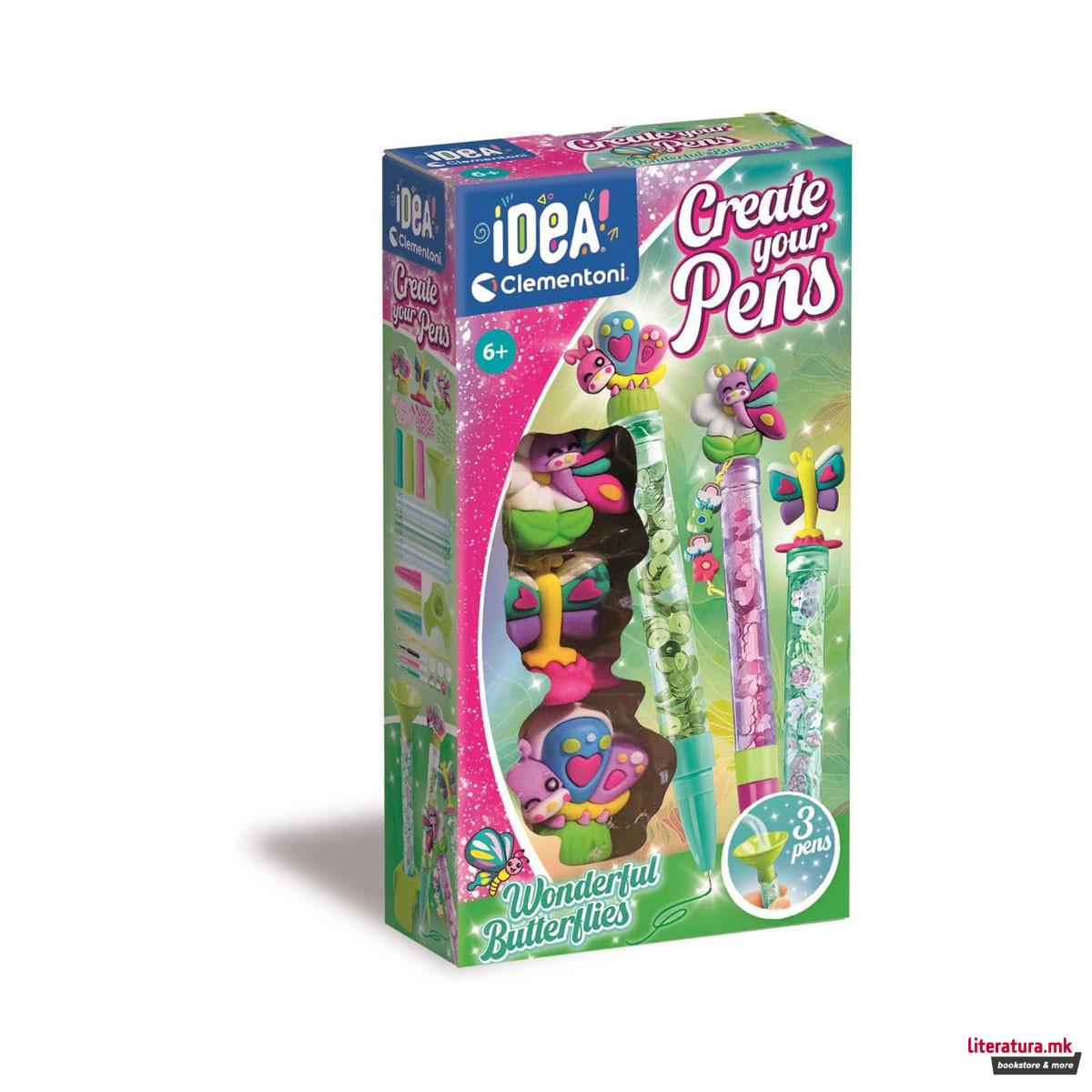 Сет за изработка, Idea Clementoni - Create Your Pens: Wonderful Butterflies 