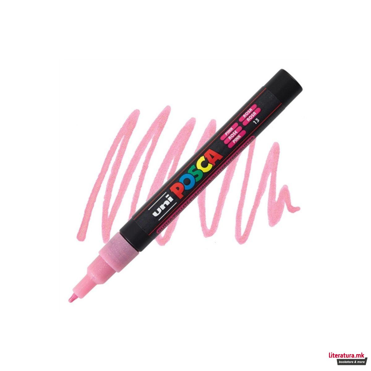 Маркер, Posca PC-3M - Glitter Pink