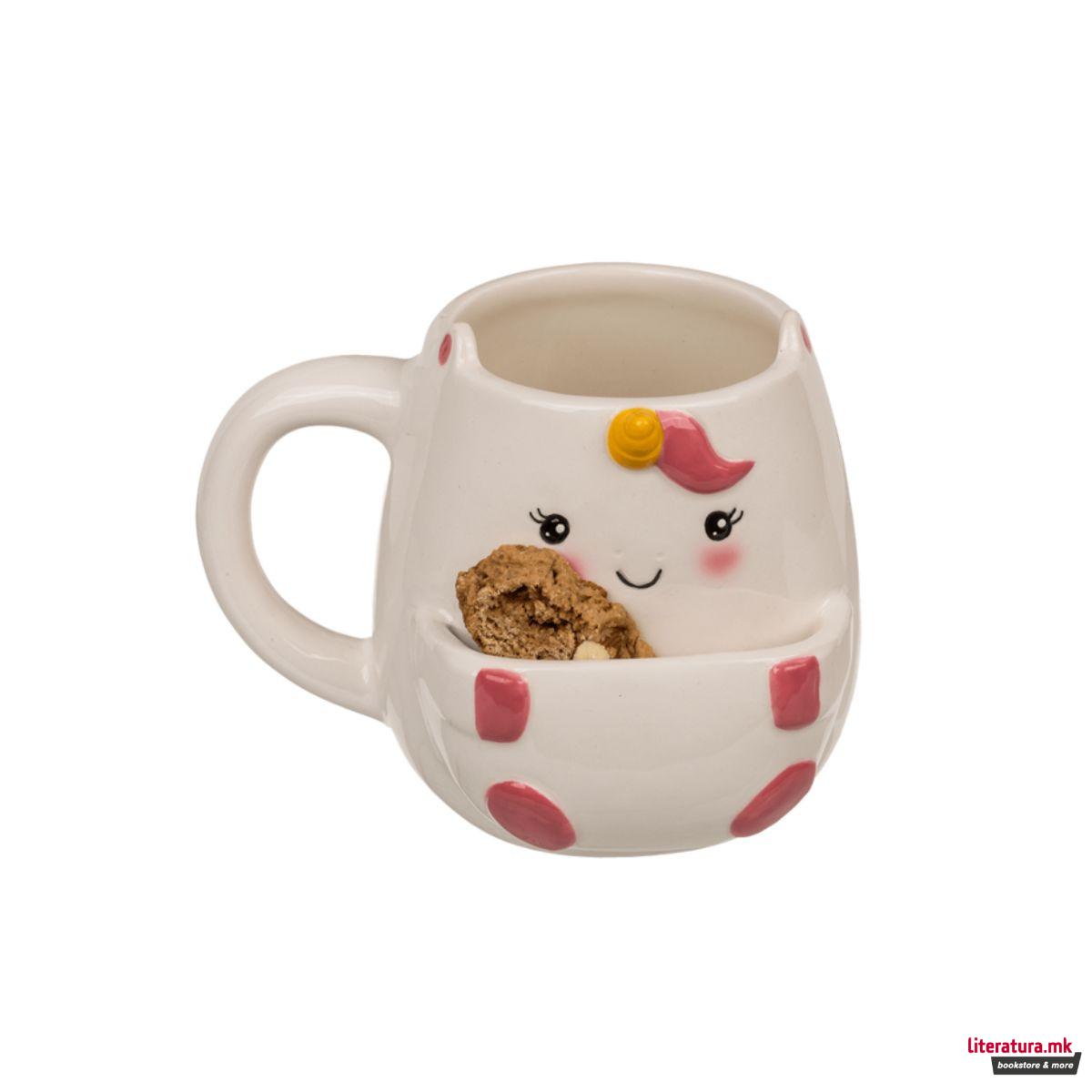 Шолја со држач за колаче, Cookie Cuddlers: Unicorn, 400 ml