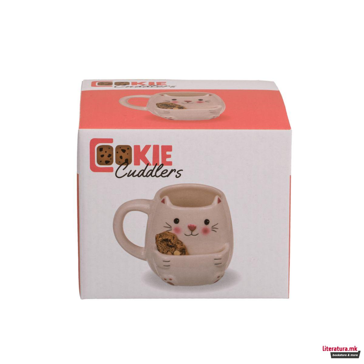 Шолја со држач за колаче, Cookie Cuddlers: Cat, 400 ml