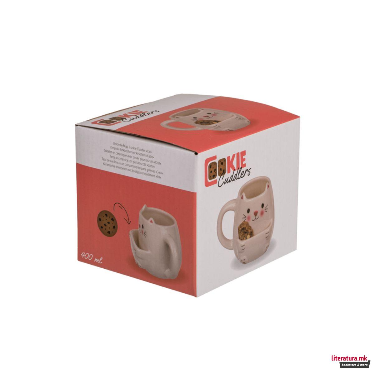 Шолја со држач за колаче, Cookie Cuddlers: Cat, 400 ml