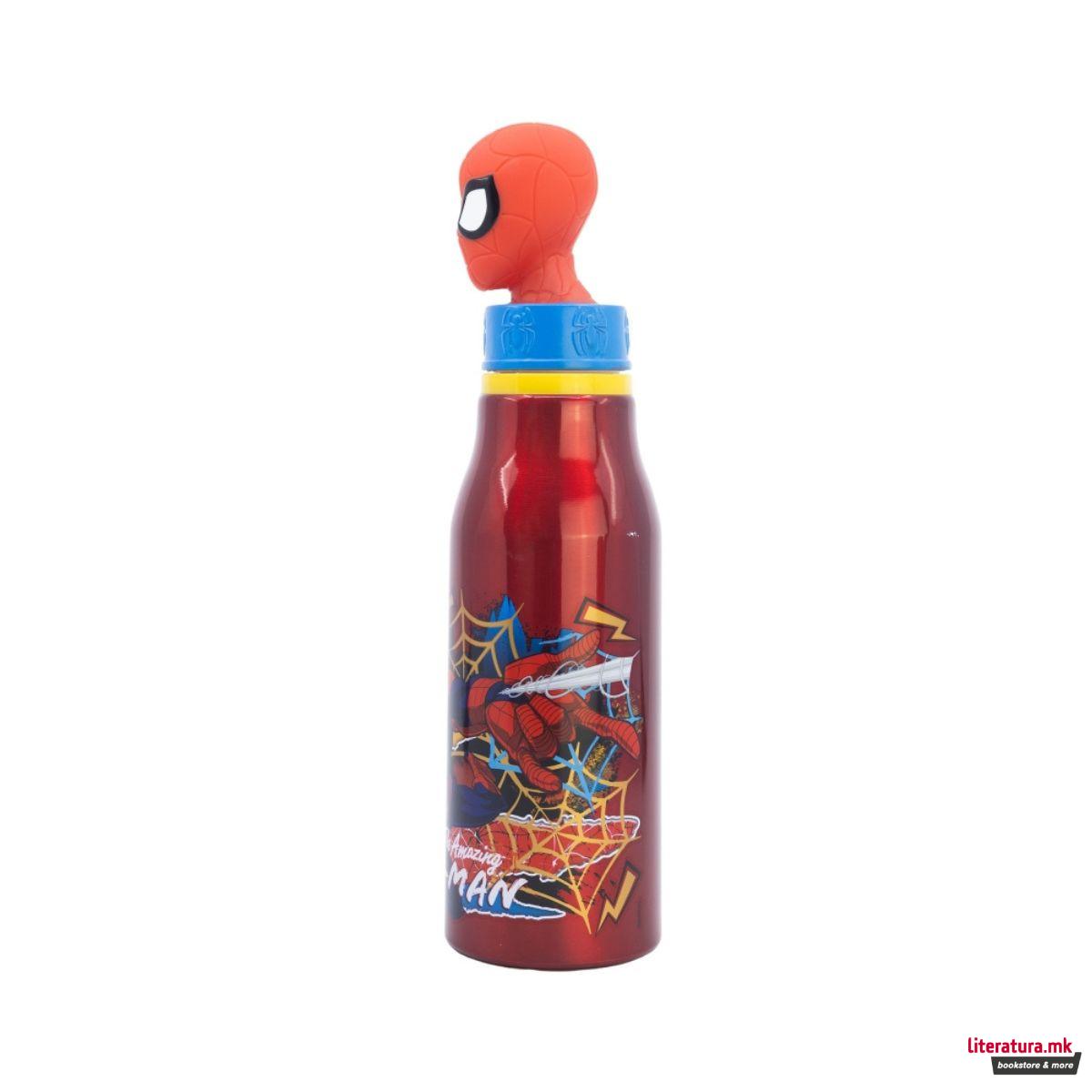 Детско алуминиумско шише со 3Д фигура, Spider-Man, 690 ml