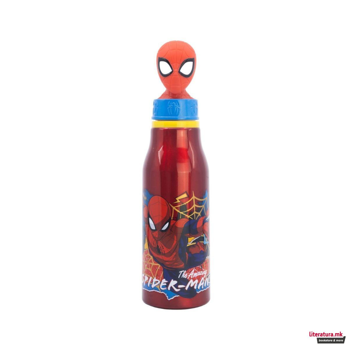 Детско алуминиумско шише со 3Д фигура, Spider-Man, 690 ml
