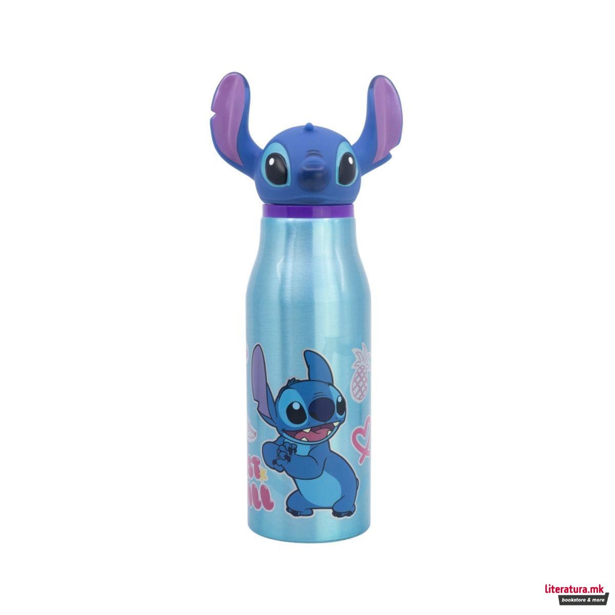 Детско алуминиумско шише со 3Д фигура, Stitch, 690 ml