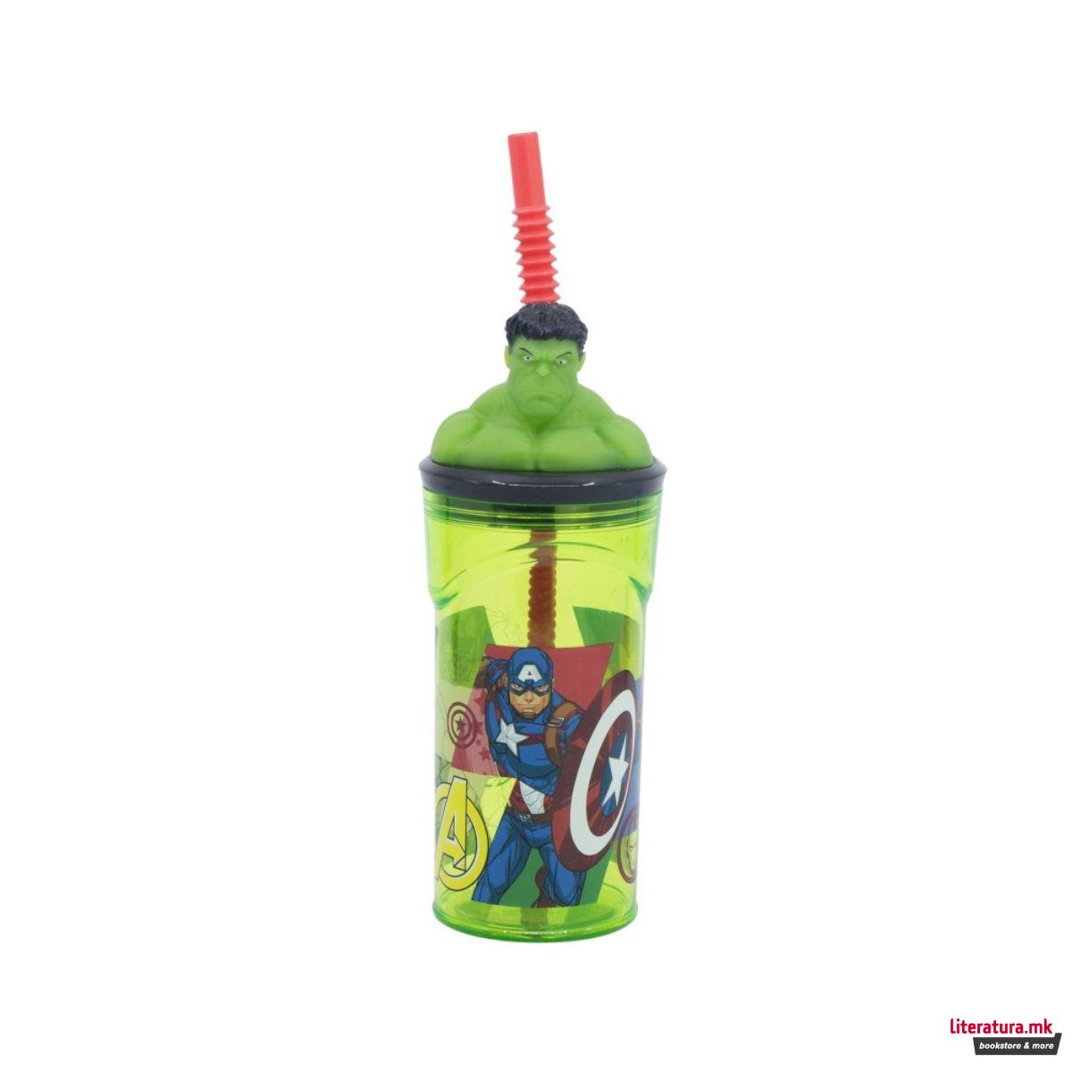 Детска чаша со сламка, Avengers - Hulk, 360 ml
