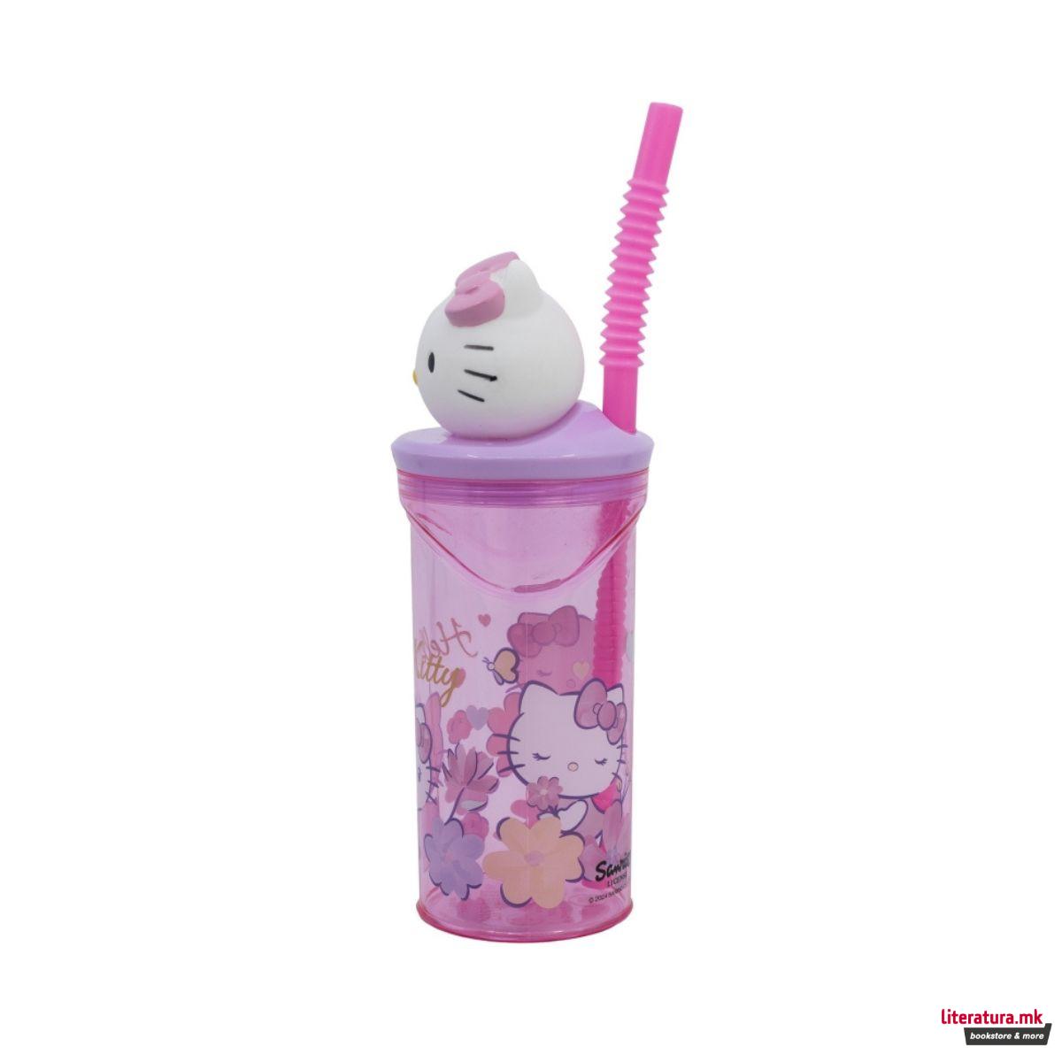 Детска чаша со сламка, Hello Kitty, 360 ml 
