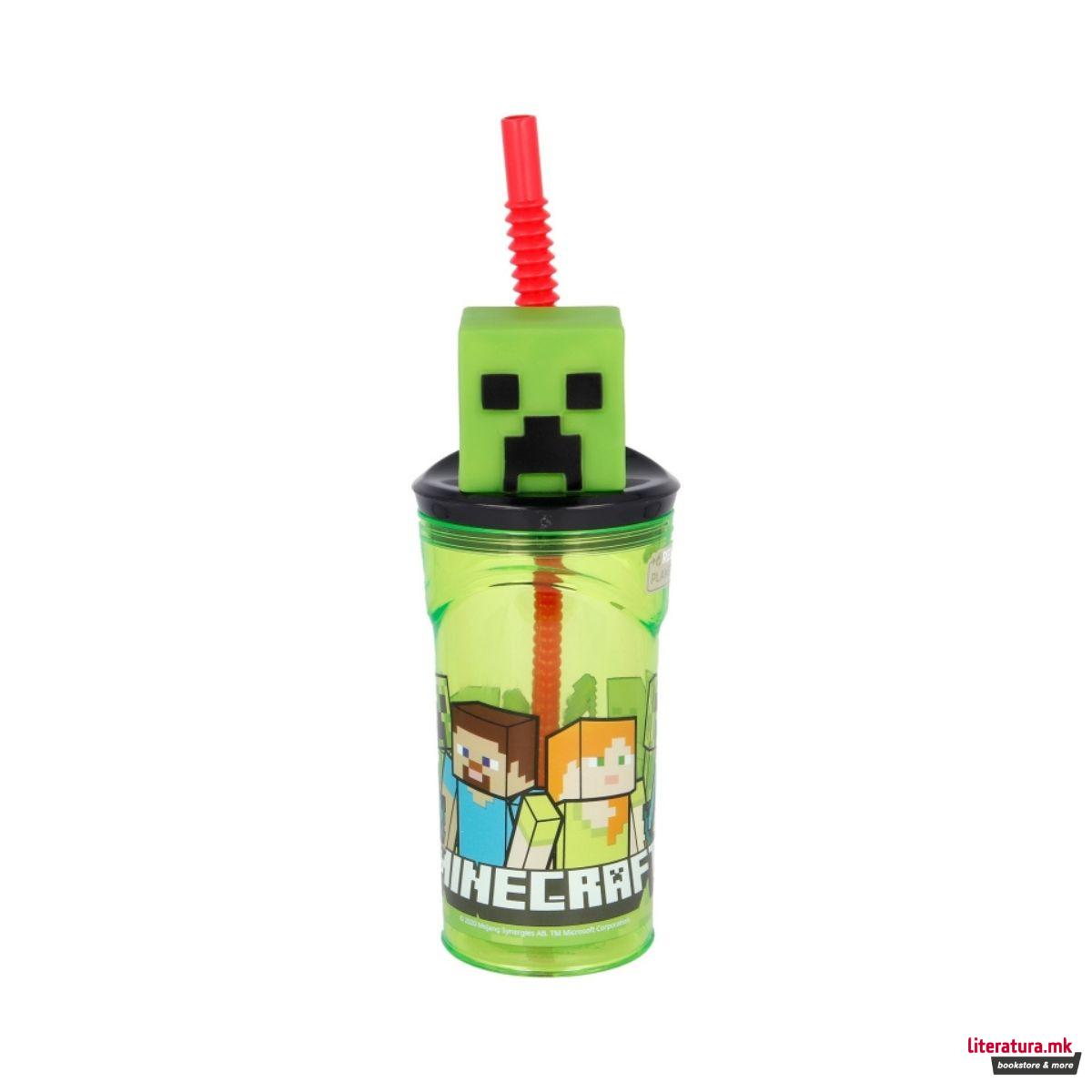 Детска чаша со сламка, Minecraft, 360 ml