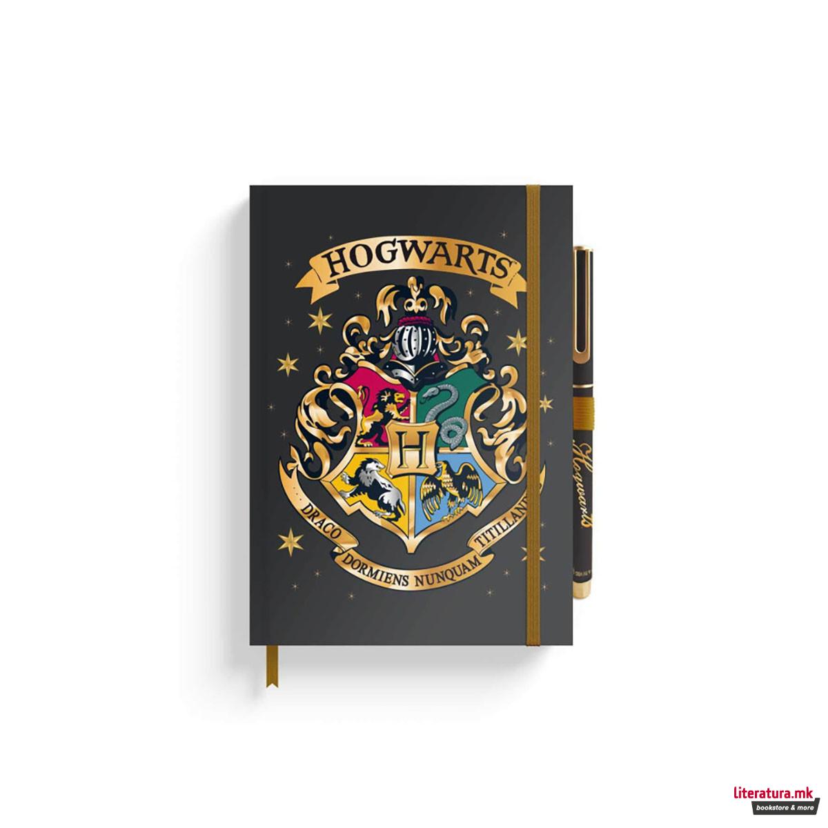 Нотес A5 со пенкало, Harry Potter - Hogwarts Crest 