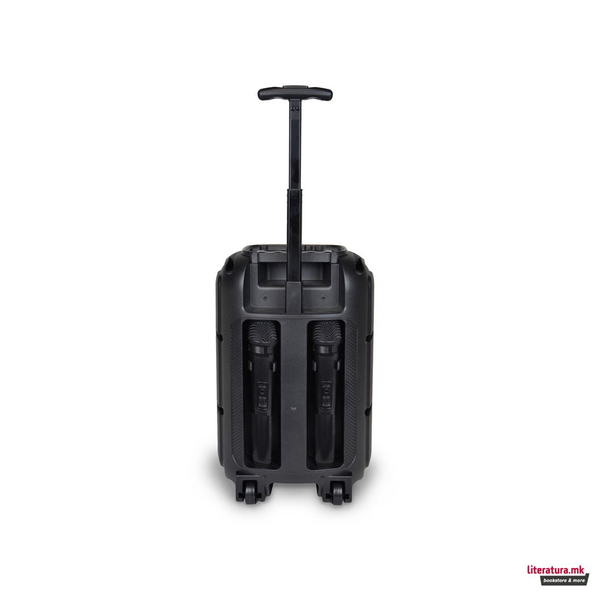 Безжичен звучник со тркалца, со 2 микрофони и RGB светла, 82cm 