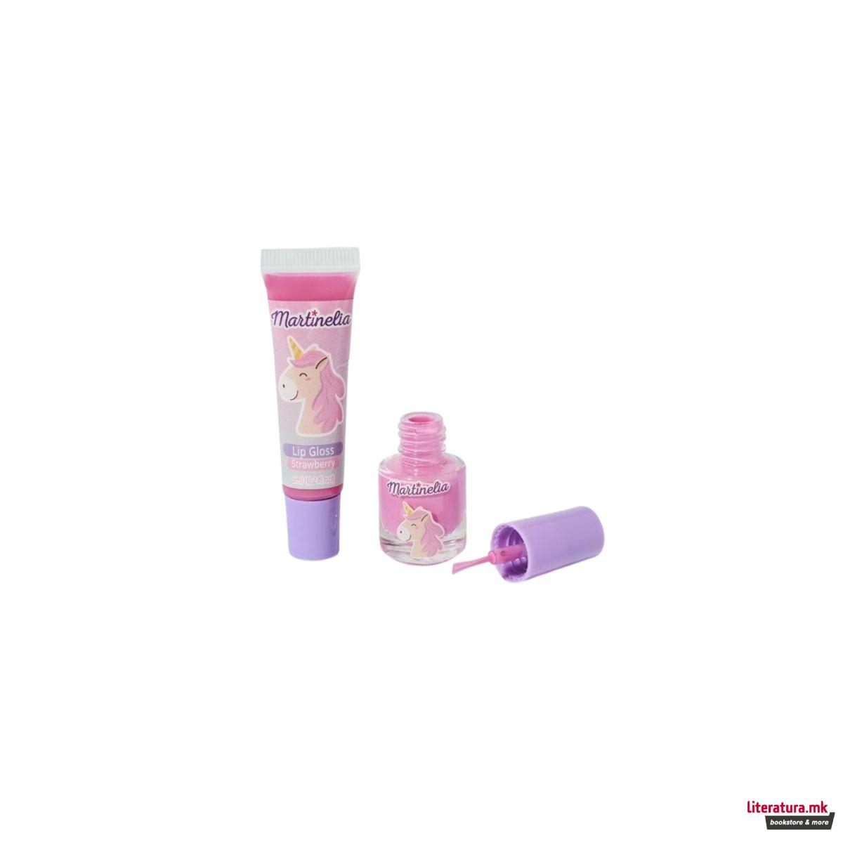 Сет детски шминки - лак за нокти и сјај за усни, Little Unicorn 
