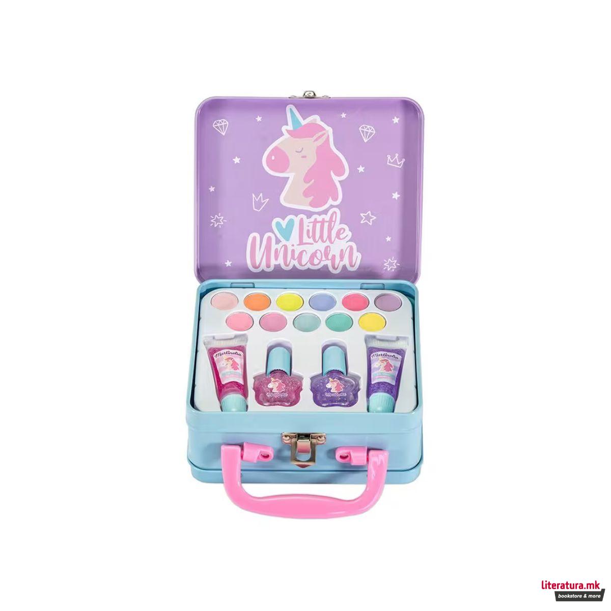 Сет детски шминки во метално куферче, Little Unicorn 