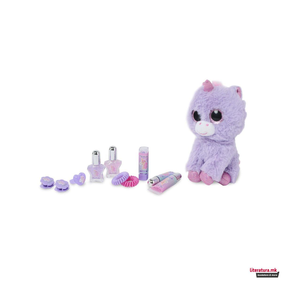Сет детски шминки и аксесоари + плишана играчка, Little Unicorn 