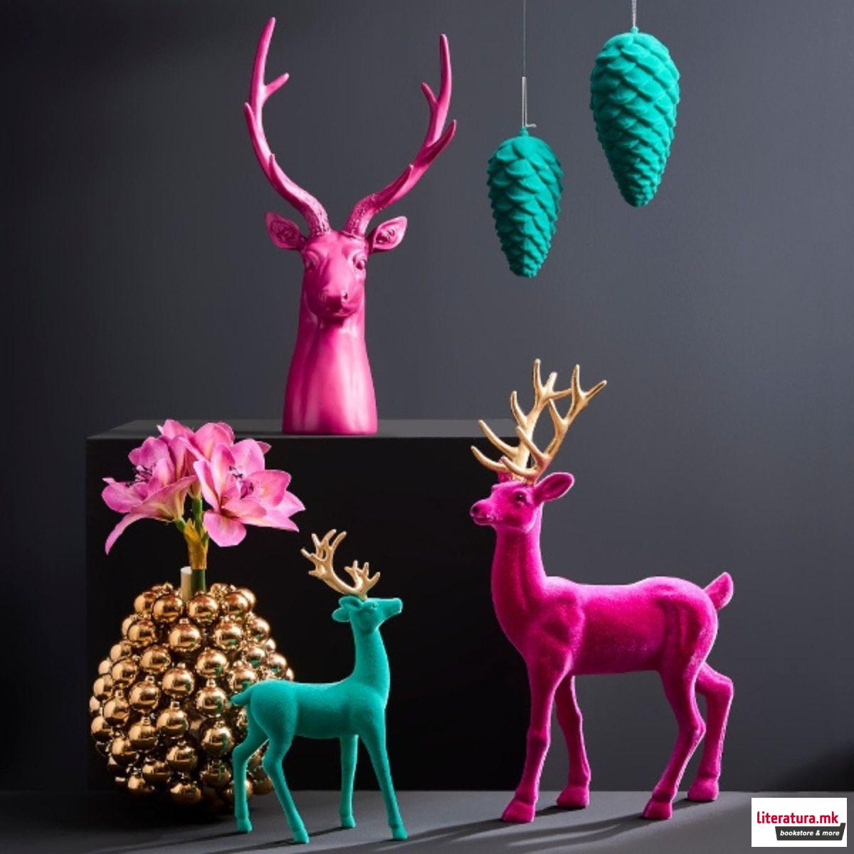 Декоративна фигура, Deer (магента, голем) 