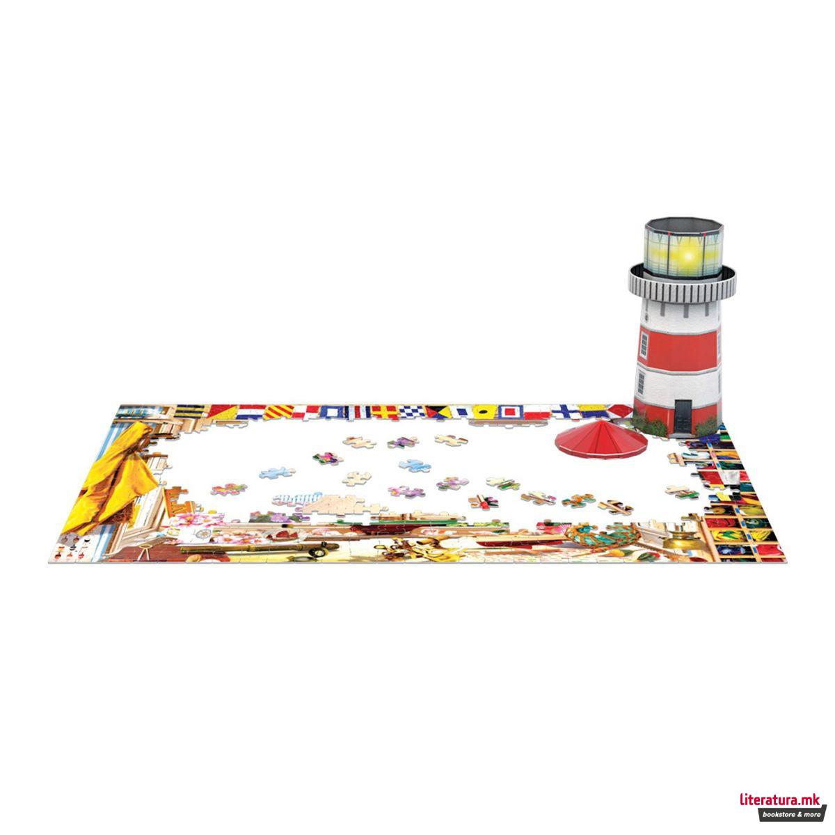 Сложувалка во 3Д метална кутија, Lighthouse Tin, 550 парчиња 