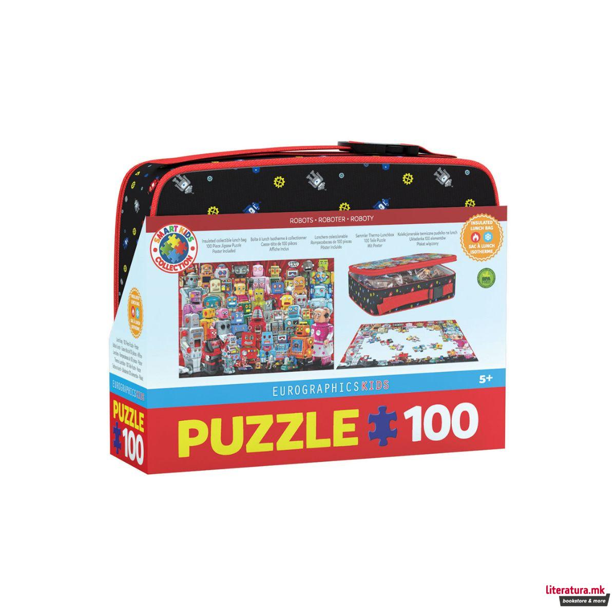 Сложувалка во торбичка за ужинка, Robots, 100 парчиња 