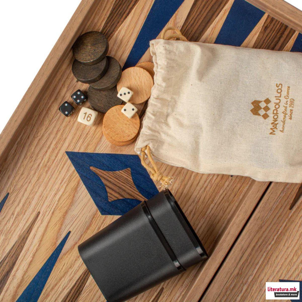 Сет за табла, Oak/Blue & American Walnut 