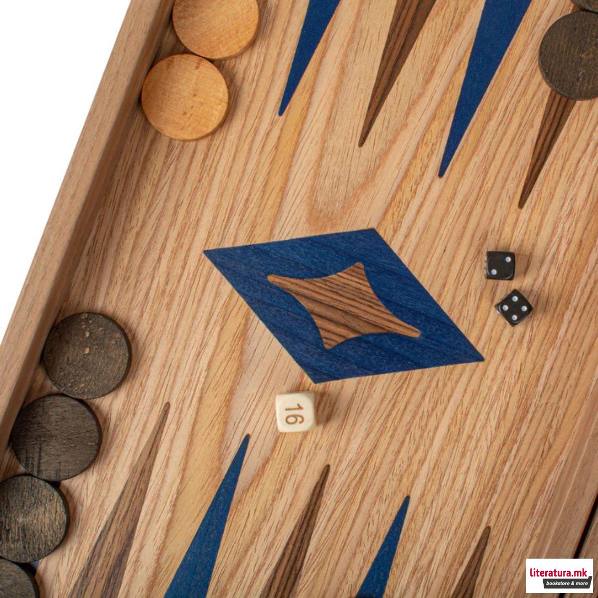 Сет за табла, Oak/Blue & American Walnut 