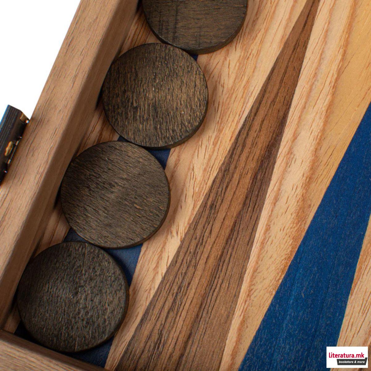 Сет за табла, Oak/Blue & American Walnut 