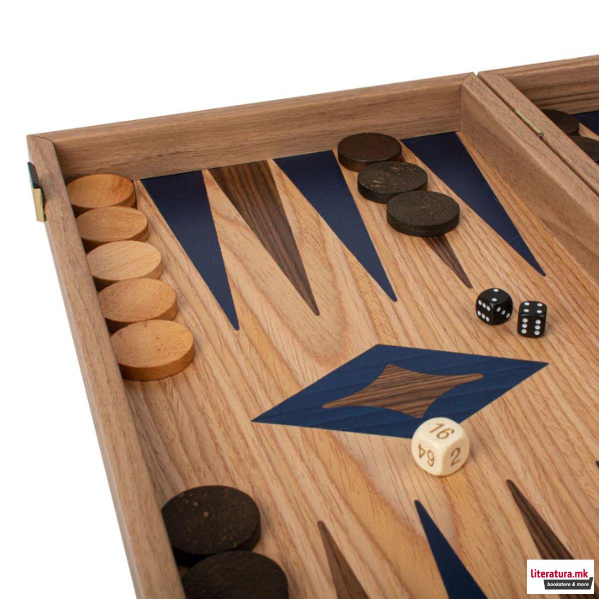 Сет за табла, Oak/Blue & American Walnut 