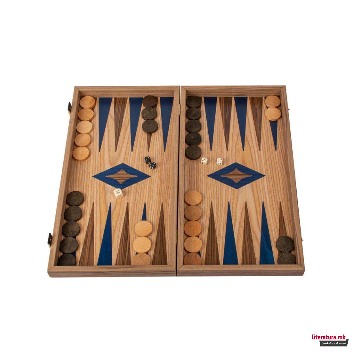 Сет за табла, Oak/Blue & American Walnut 