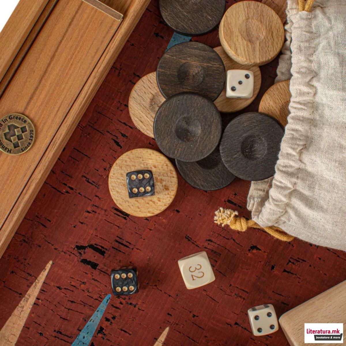 Сет за табла, Premium Handcrafted Red Natural Cork 