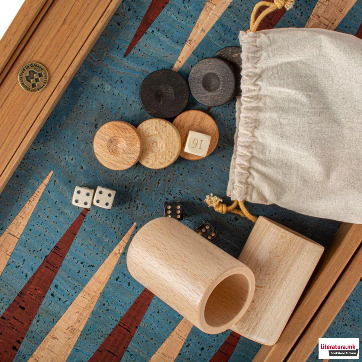 Сет за табла, Premium Handcrafted Turquoise Natural Cork 