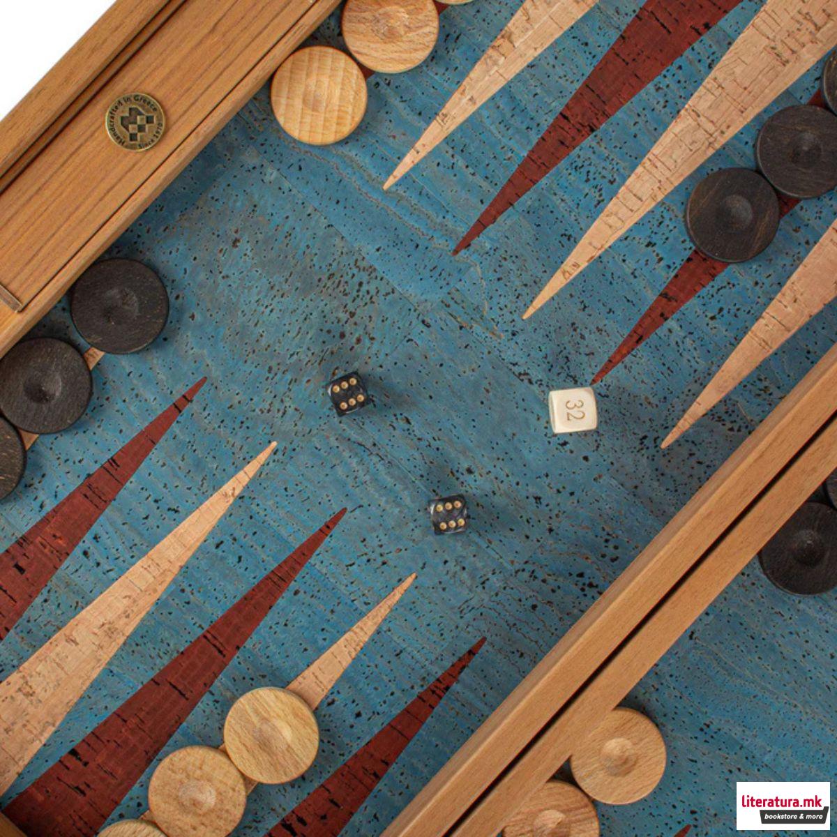 Сет за табла, Premium Handcrafted Turquoise Natural Cork 