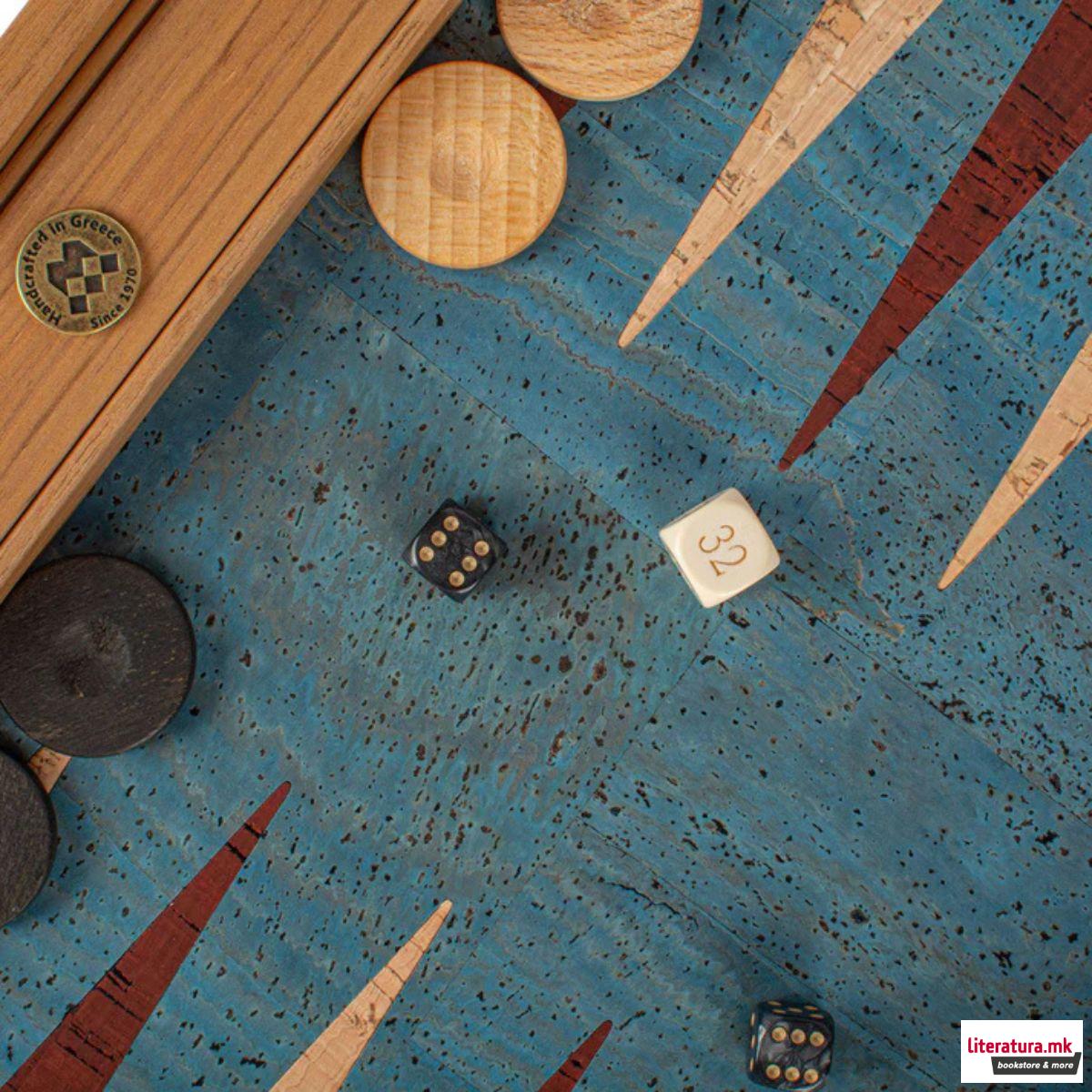 Сет за табла, Premium Handcrafted Turquoise Natural Cork 