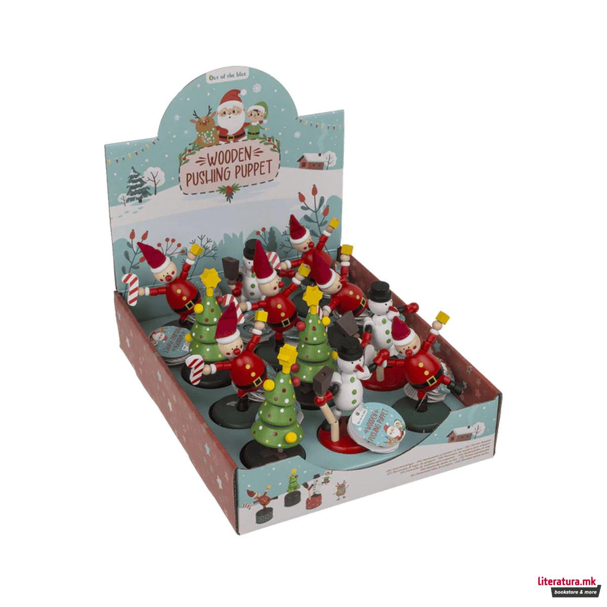 Дрвена фигура, Christmas Wooden Pushing Puppet, 3 дизајни 