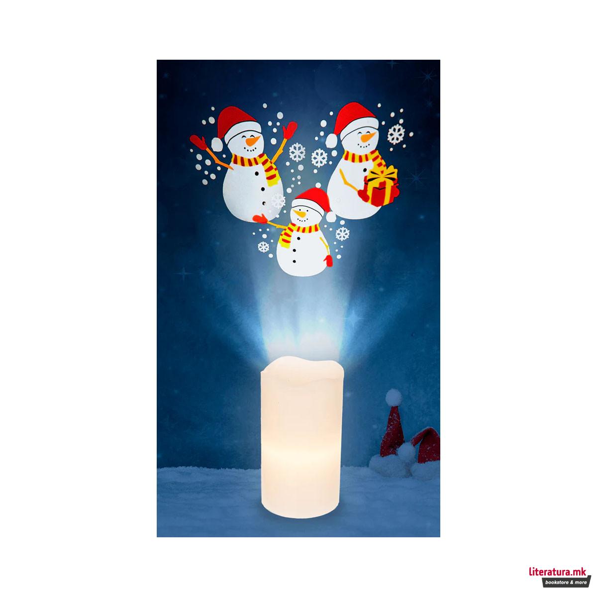 LED свеќа - проектор Christmas 