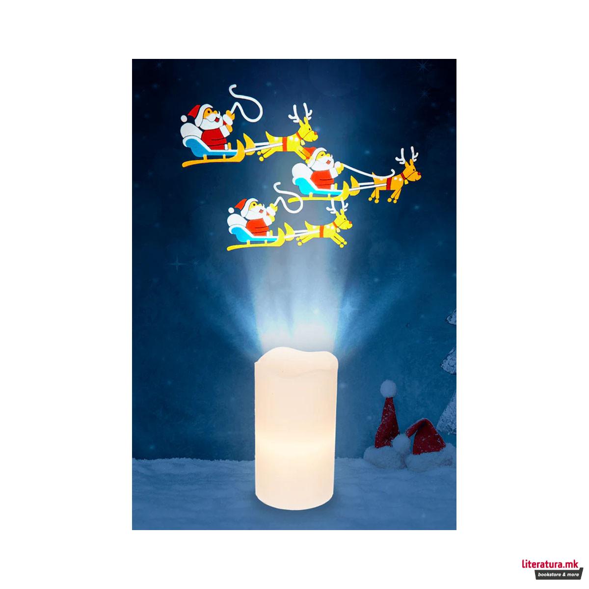 LED свеќа - проектор Christmas 