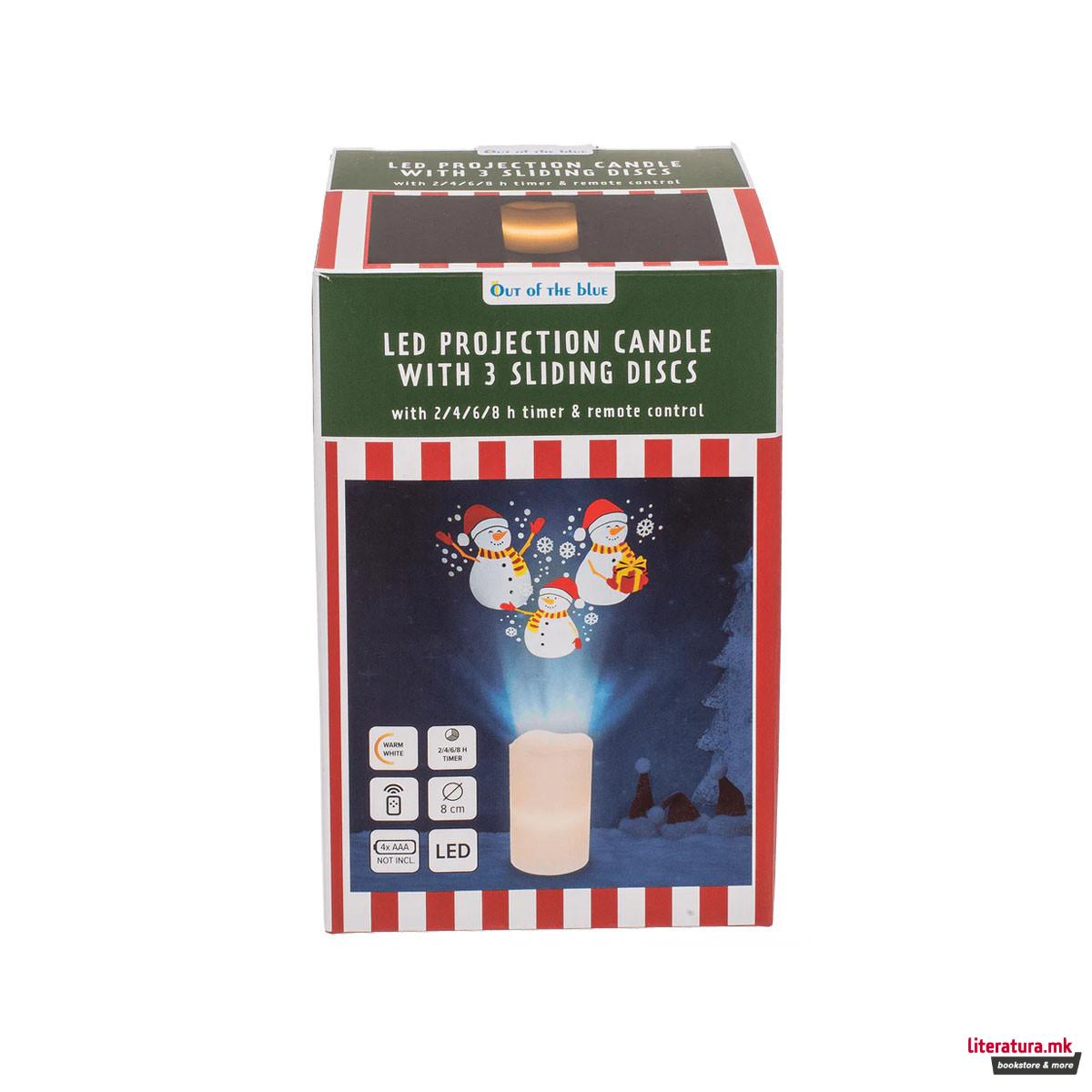 LED свеќа - проектор Christmas 