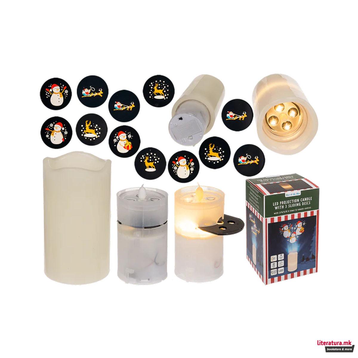 LED свеќа - проектор Christmas 