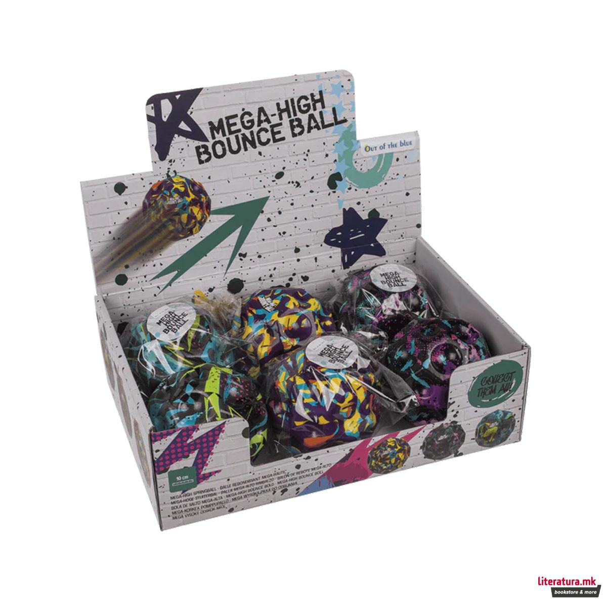 Гумено топче-скокалче Mega High Bounce Ball, 10cm 