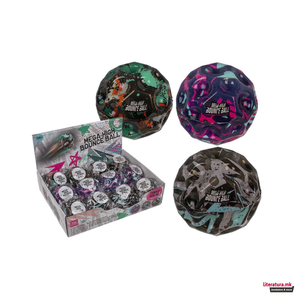 Гумено топче-скокалче Mega High Bounce Ball, 7cm 