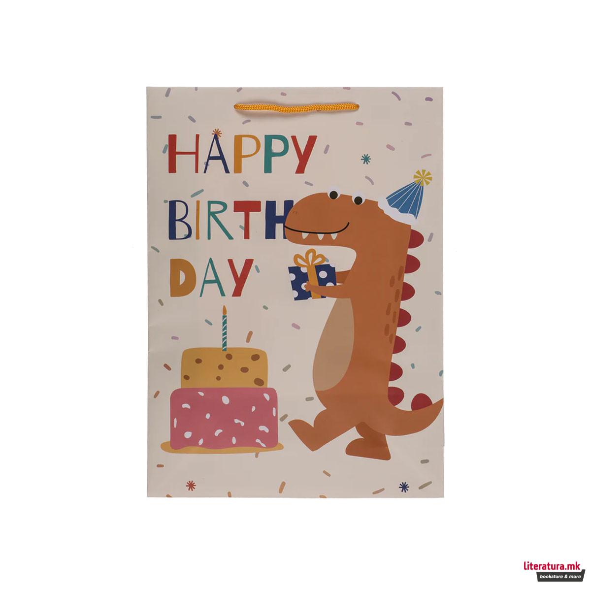 Хартиена украсна кеса, Birthday Animals, 25 x 35 cm, 4 дизајни 
