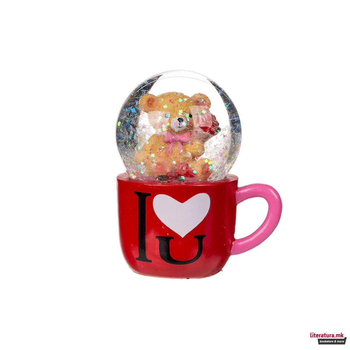 Стаклена топка со глитер Bear in Mug 