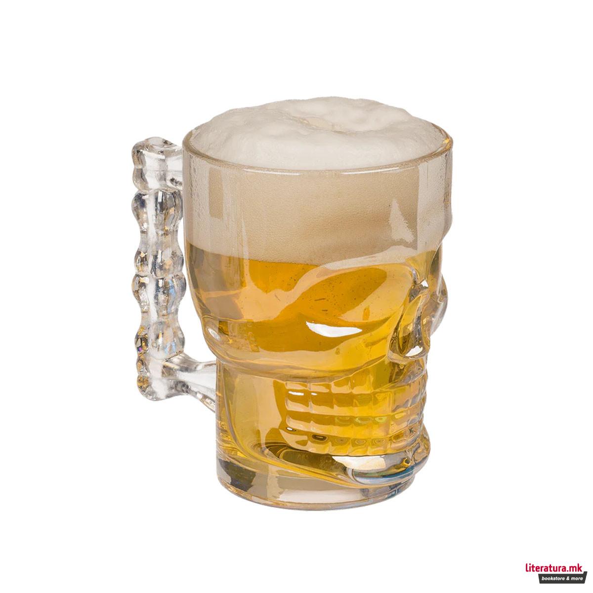 Стаклена чаша Skull, 500ml 