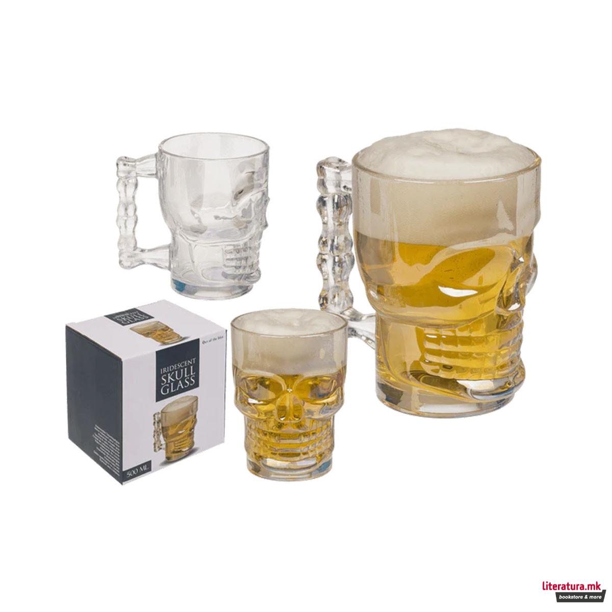 Стаклена чаша Skull, 500ml 