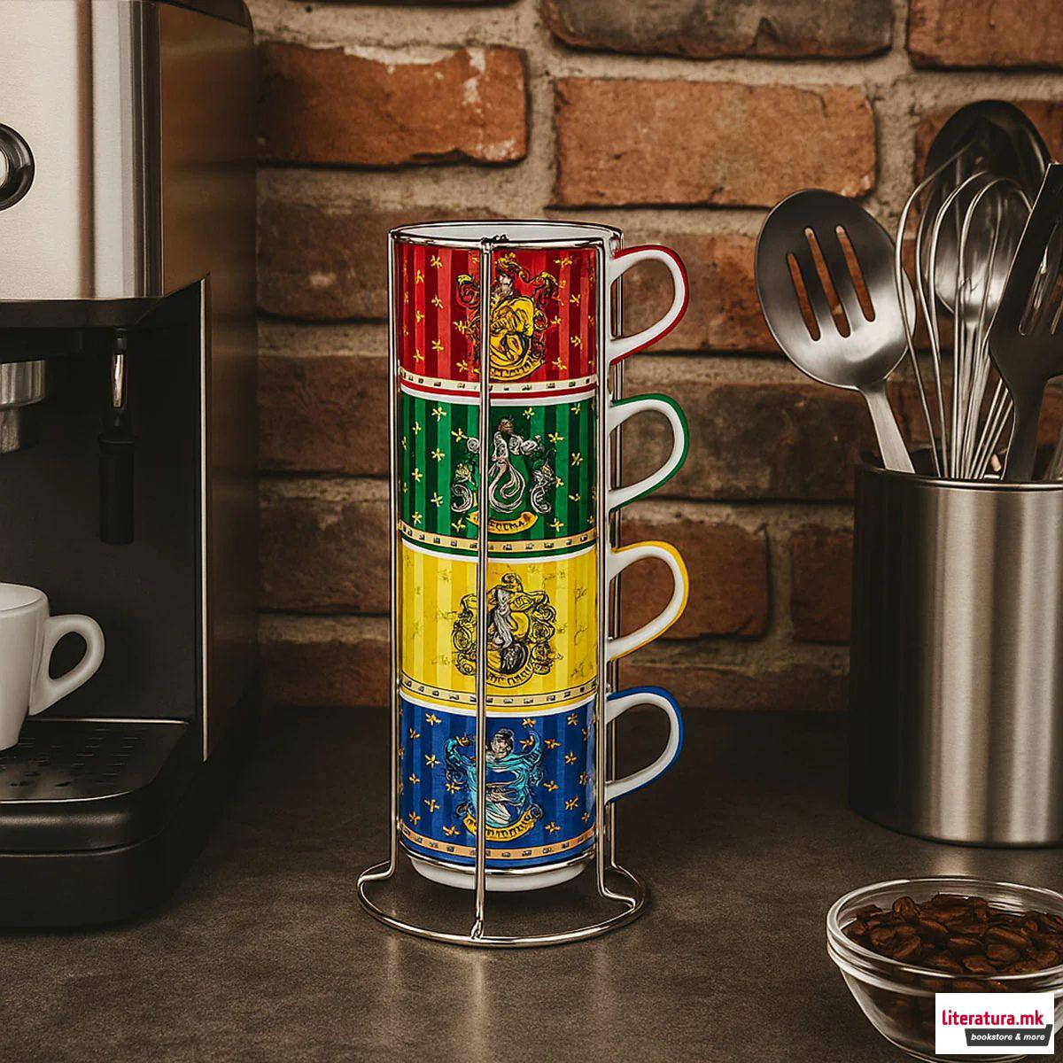 Сет шолји + метален држач, Harry Potter, 4 х 100мл 