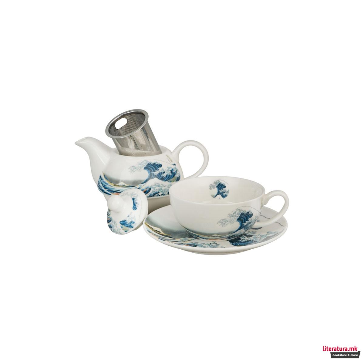 Сет од чајник, шолја и инфузер, Hokusai - The Great Wave of Kanagawa, 300/350 ml 
