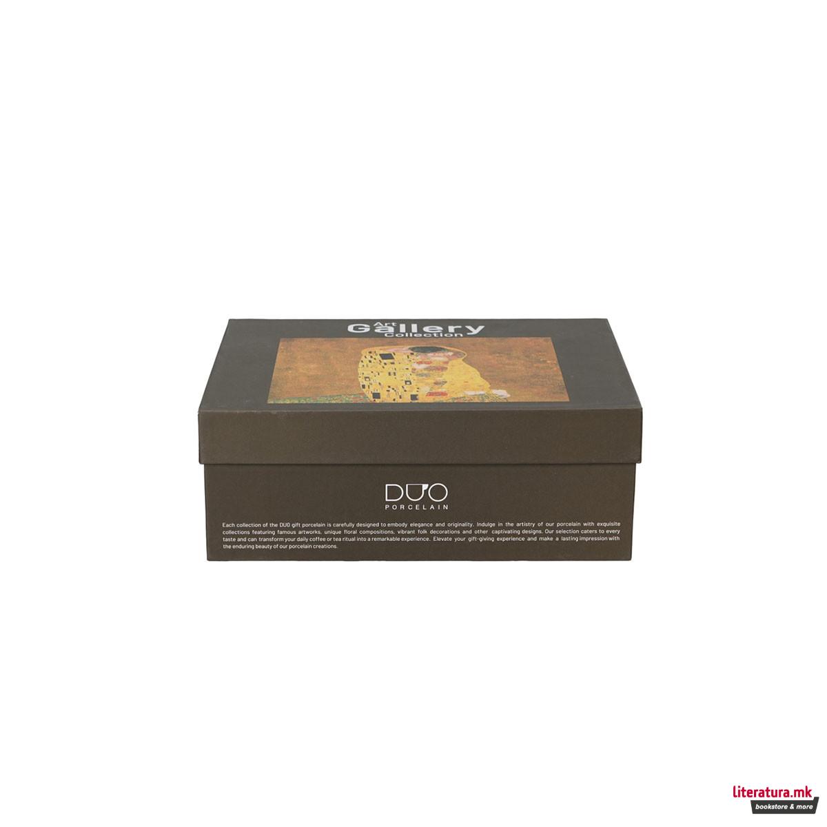 Сет од 2 шолји за еспресо со тацни, Klimt - The Kiss, 110ml 