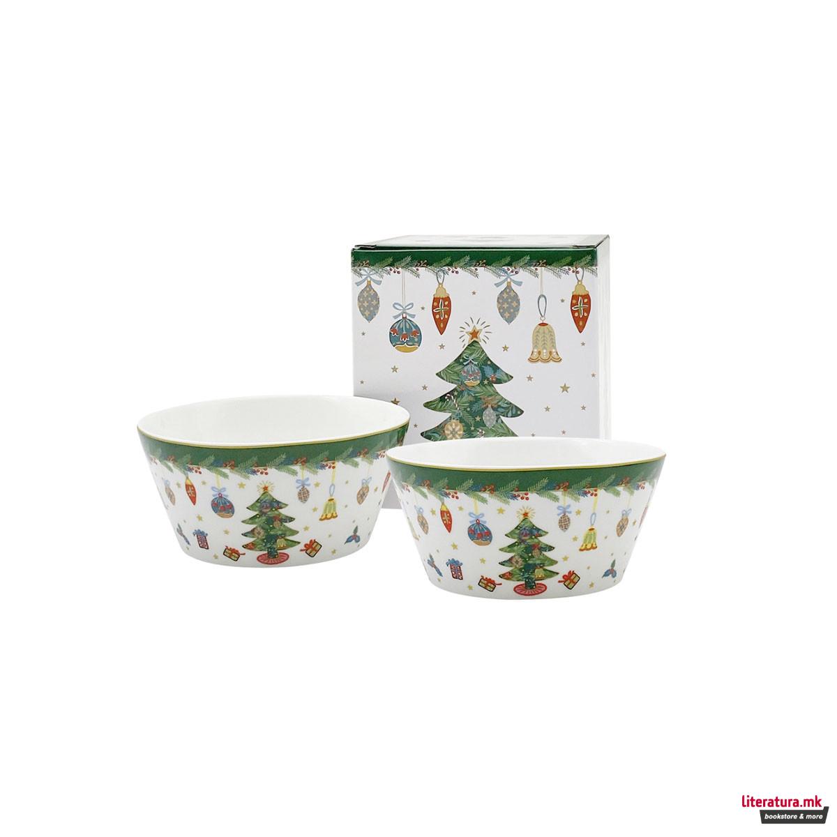 Сет од 2 длабоки чинии, Around Christmas Tree 