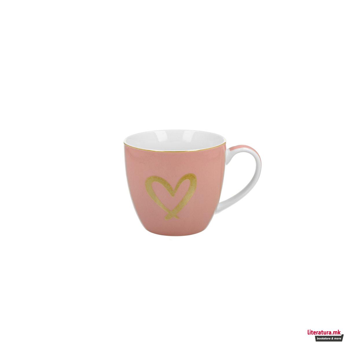 Шолја, Pink Gold Heart, 460ml 