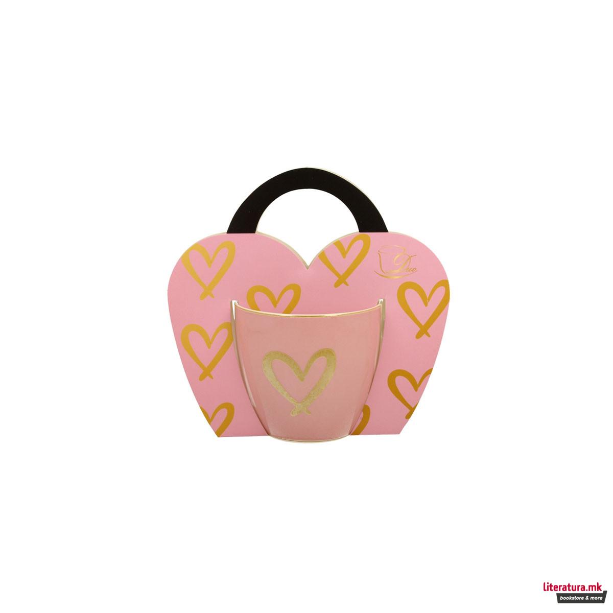 Шолја, Pink Gold Heart, 460ml 