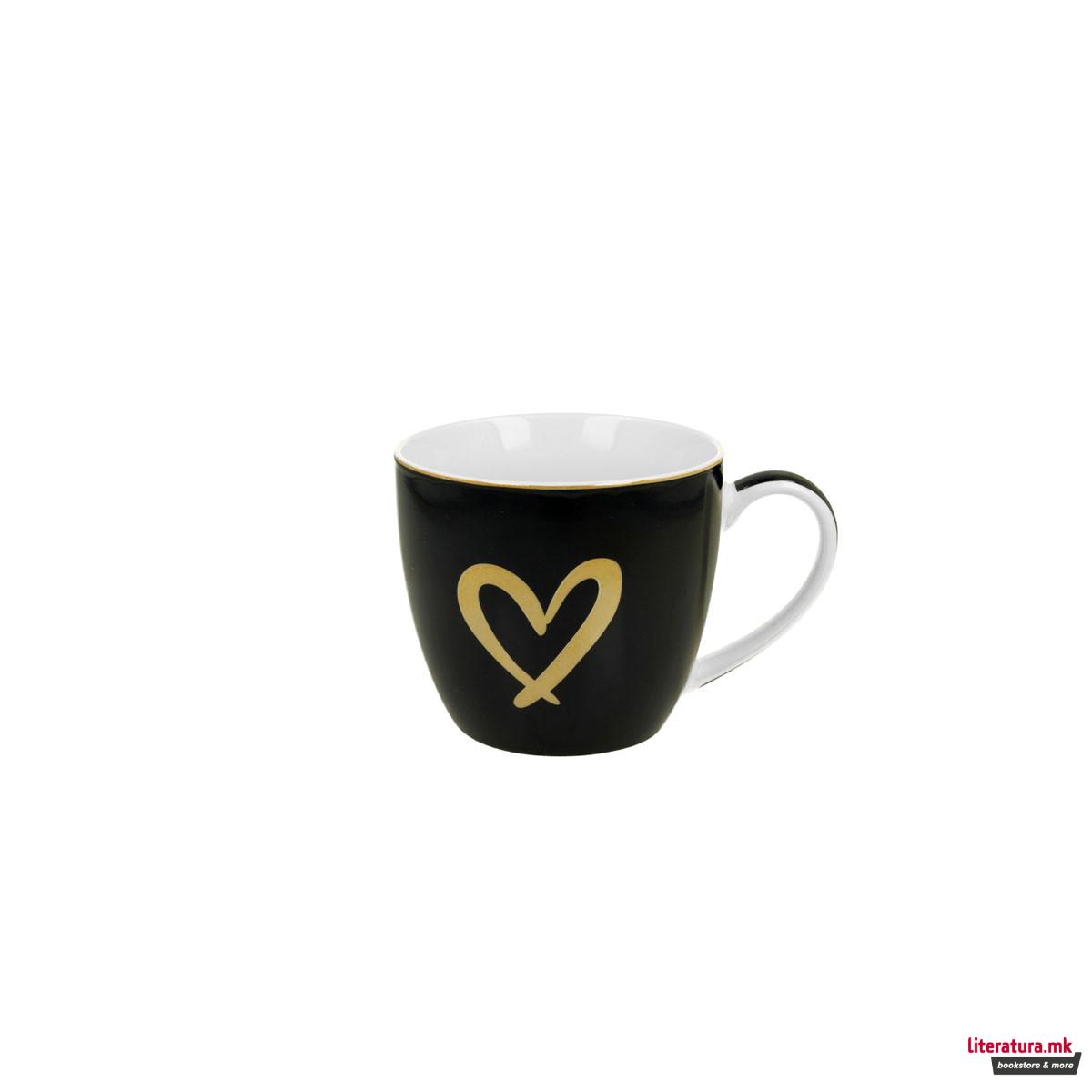 Шолја, Dark Blue Gold Heart, 460ml 