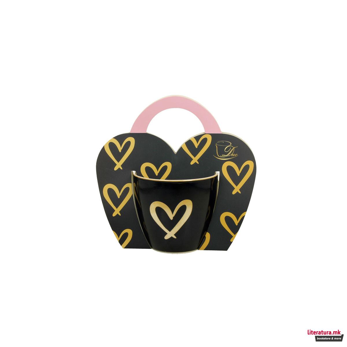 Шолја, Dark Blue Gold Heart, 460ml 